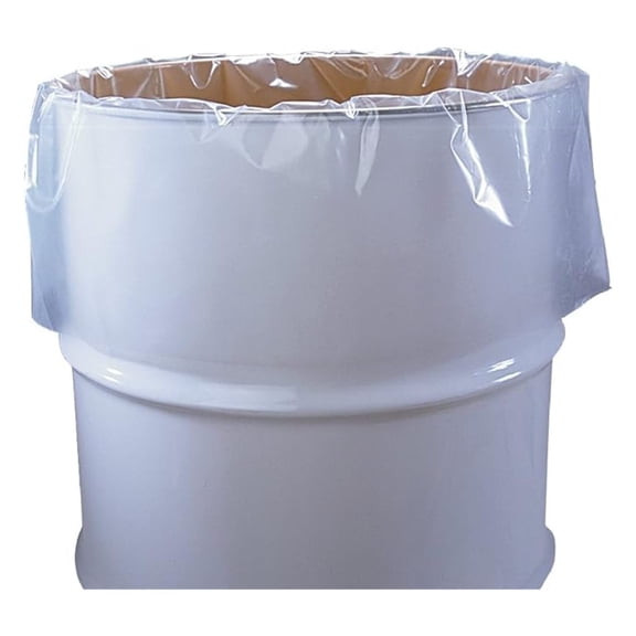 55 Gallon Clear Plastic Drum Liners, Food Grade, 38" x 63", 4-Mil, Roll of 50