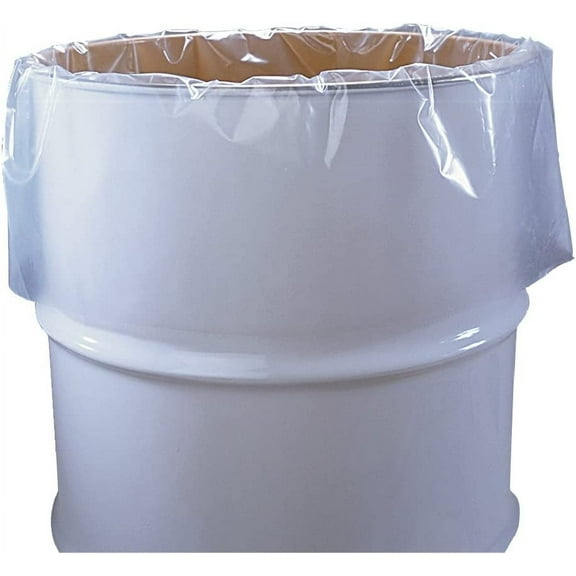 55 Gallon Clear Plastic Drum Liners, Food Grade, 38" x 63", 4-Mil, Roll of 50