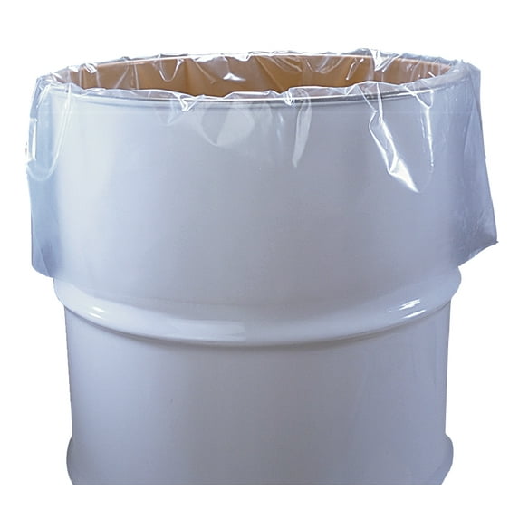 55 Gallon Clear Plastic Drum Liners, Food Grade, 38" x 63", 4-Mil, Roll of 50