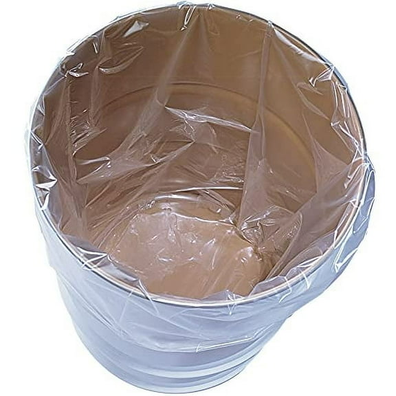 55 Gallon Clear Plastic Drum Liners, Food Grade, 38" x 63", 4-Mil, Roll of 50