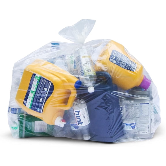 55 Gallon Clear Trash Bags, Large Clear Plastic Recycling Garbage Bags