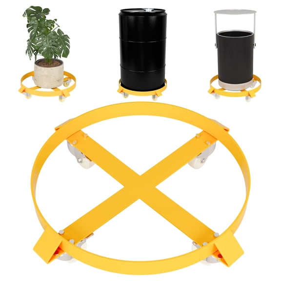 55 Gallon Drum Dolly, 1000/1250lbs Capacity Heavy Duty Trash Can Dolly with Cross Braces and 4/5 Caster Wheels, Wheel Steel Frame Dolly Cart