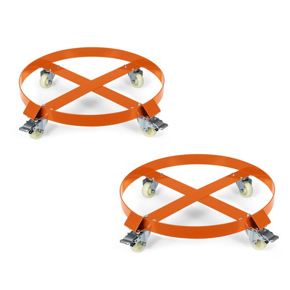 55 Gallon Drum Dolly, 1000 LBS Heavy Duty Steel Barrel Dolly with 4 Swivel Brake Casters, 24 Inch Inner Diameter Blue Drum Mover for Warehouse, Garage and Outdoor Use