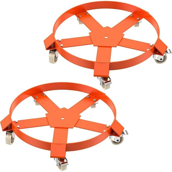 55 Gallon Drum Dolly, 2 PCS Heavy Duty Barrel Dolly with Steel Frame 5 Swivel Casters Wheel, 1250 LBS Capacity, for Warehouse Drum Handling