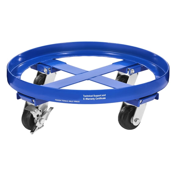 55 Gallon Drum Dolly, 2000 lbs Load Capacity, with Cross Braces and 4 Swivel Casters, Non-Tipping for Warehouse, Blue