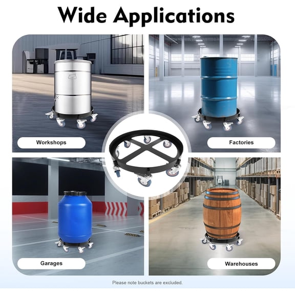 55 Gallon Drum Dolly with 8 Swivel Casters Wheel, 2000lbs Heavy Duty Barrel Dolly Cart, Trash Can Cart, Non Tipping Multi Functional Rolling Hand Truck for Factory, Garage, Warehouse