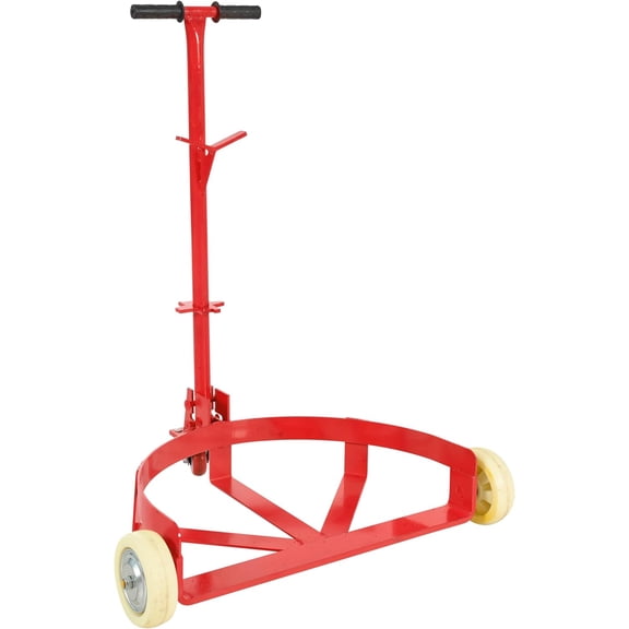 55 Gallon Drum Dolly with Handle, Heavy Duty Barrel Dolly, Steel Frame Trash Caddy, Drum Mover with Polyurethane Steel Wheels,Oil Drum Roller Cart (Red)