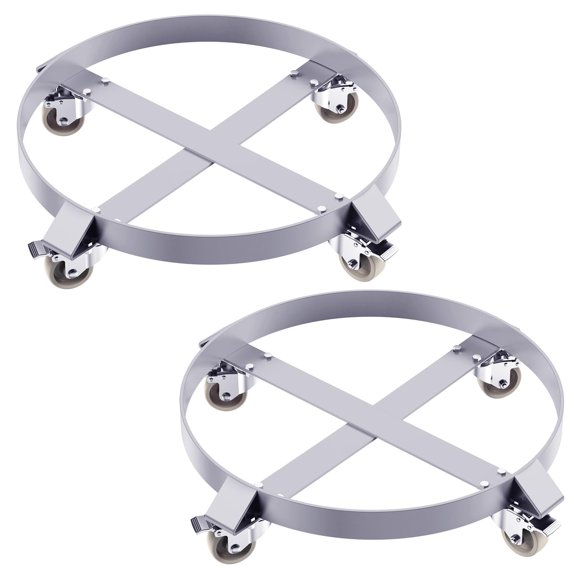 55 Gallon Drum Dolly with 1000Lbs Capacity, Heavy-Duty Steel Frame, Non-Tipping Design, 4 Swivel Casters for Easy Warehouse Drum Handling, 2 pcs