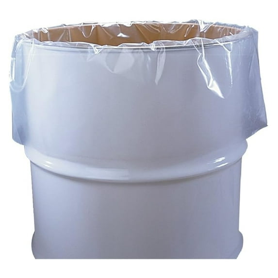 55 Gallon Drum Liners - Clear Plastic Food Grade Bags, 38" x 63", 4 Mil, 50/Roll - Heavy Duty LDPE Liners with Perforation, Made in USA