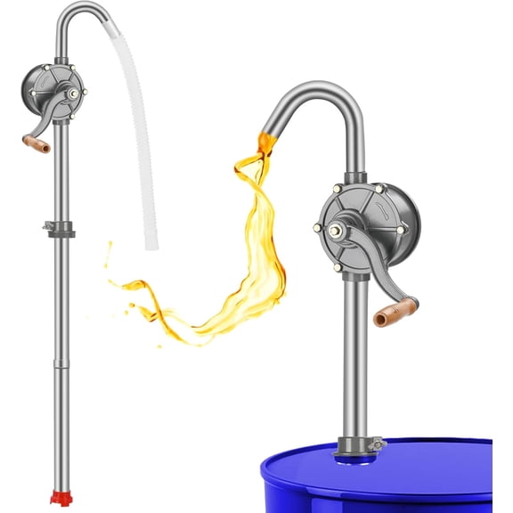55 Gallon Drum Pump | Rotary All-Aluminum Manual Hand Transfer Pump for 5-55 Gallon Barrels - Oil, Diesel, Kerosene & Hydraulic Fluid Barrel (CYB25)