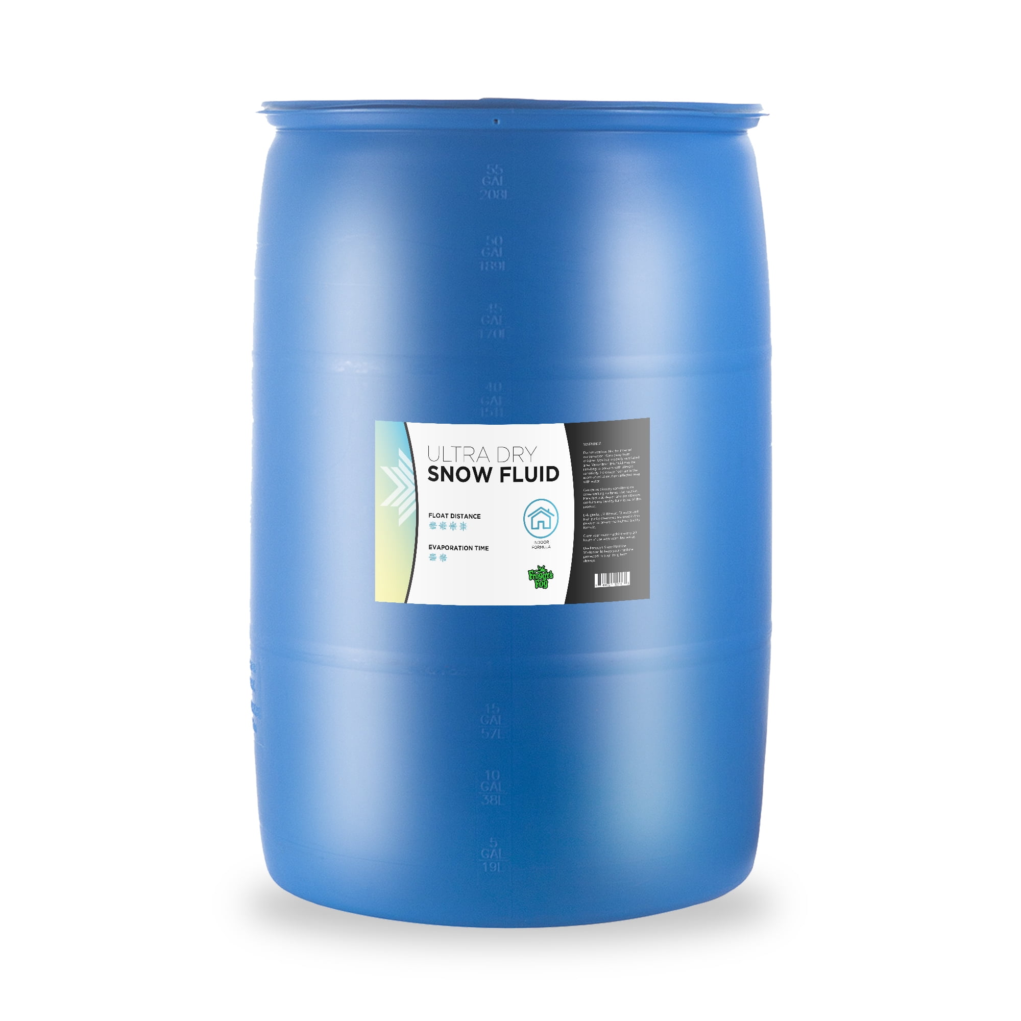 Froggy's Flakes® - ULTRA DRY - NO ODOR -55 Gallon Drum- Indoor Snow Juice Machine Fluid by Froggy's Fog® - (30-50 Foot Float / Drop)