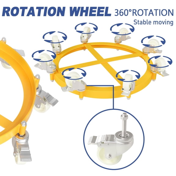 55 Gallon Heavy-Duty Drum Dolly (2-Pack) - 2000 lb Capacity Steel Barrel Cart - 8 Swivel Brake Casters, Anti-Sag Cross Strap, Non-Tip Frame - Color: System default_1