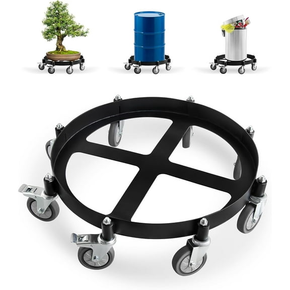 55 Gallon Heavy Duty Drum Dolly, 2000lbs Load Capacity, Barrel Dolly Cart Drum Caddy, Non Tipping Hand Truck Capacity Dollies with Steel Frame 8 Swivel Casters Wheel for Warehouse