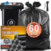 55 Gallon Trash Bags 60 Count1.5 Mil,Heavy Duty Outdoor Garbage Bags for Office, Waste, and Storage Use