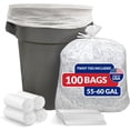 thumbnail image 1 of 55 Gallon Trash Bags Heavy Duty (100 Count) | Clear | Twist Ties Included | Extra Tough, Leak-Proof Garbage Bags | Ideal For Large Clean Ups, 1 of 9