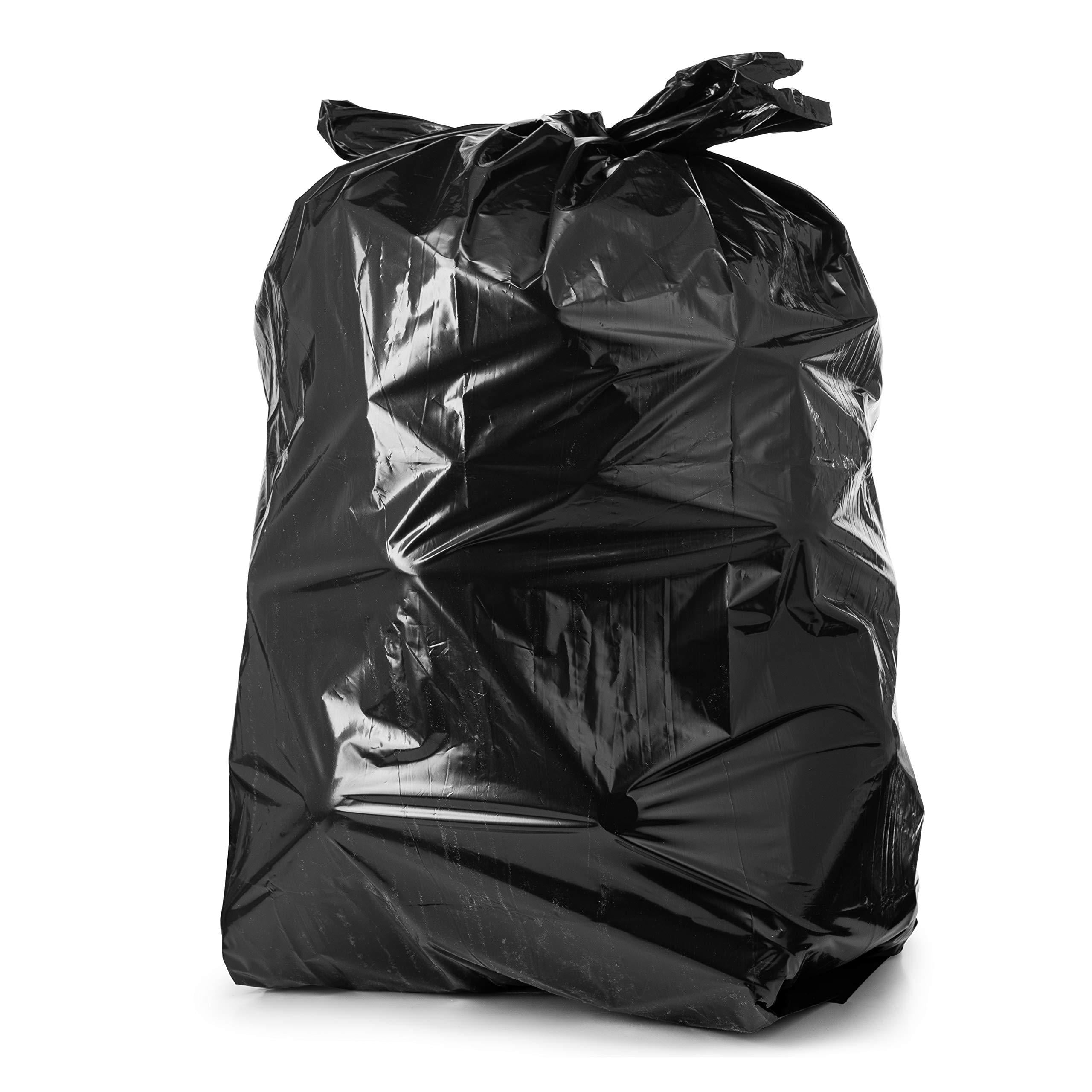 55 Gallon Trash Bags Heavy Duty, (50 Count w/Ties) Tall Large Black