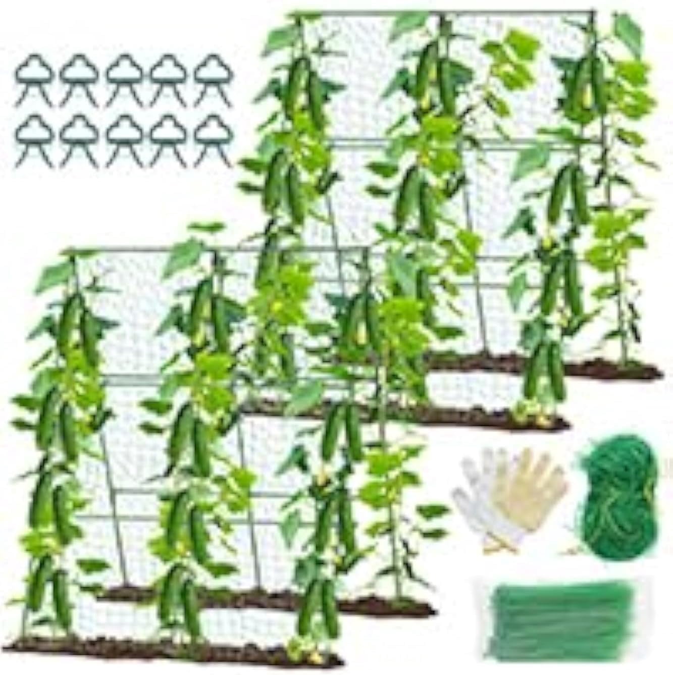 55" H x 36" W Cucumber Trellis for Raised Bed Garden, Cucumber Trelli for Climbing Plants Outdoor，A-Frame Vegetable Grow Supports, Tomato Plant Support for Tomato Squash Zucchini (1PC)