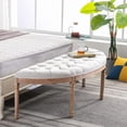 thumbnail image 1 of 55" Halfmoon Entryway Bench Tufted Semi Circle Ottoman Bench Seat French Style Upholstered Bed End Bench for Foyer Mudroom Bedroom, Beige, 1 of 8
