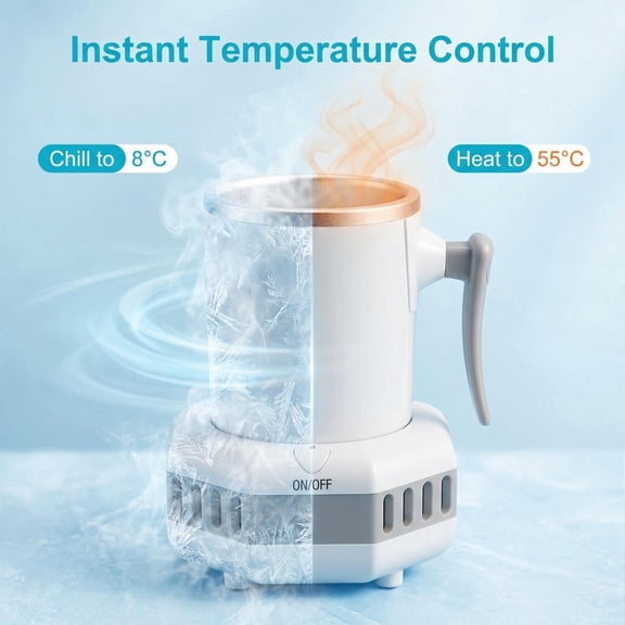 55 Heating & 8 Cooling Mug, 2 in 1 Rapid Cold Hot Cup, Portable Temperature Control Constant Temperature Drink Cup, Desktop Fast Cooling Heating Mug for Coffee Milk Tea Water Office Home Use