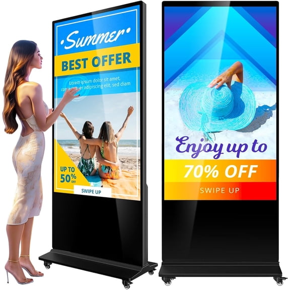 55 Inch 4K Digital Signage Display,Smart Cloud Control Touch-Screen Indoor Interactive LCD Commercial Advertising Kiosk,4GB+64GB Android 11,Auto AD Player