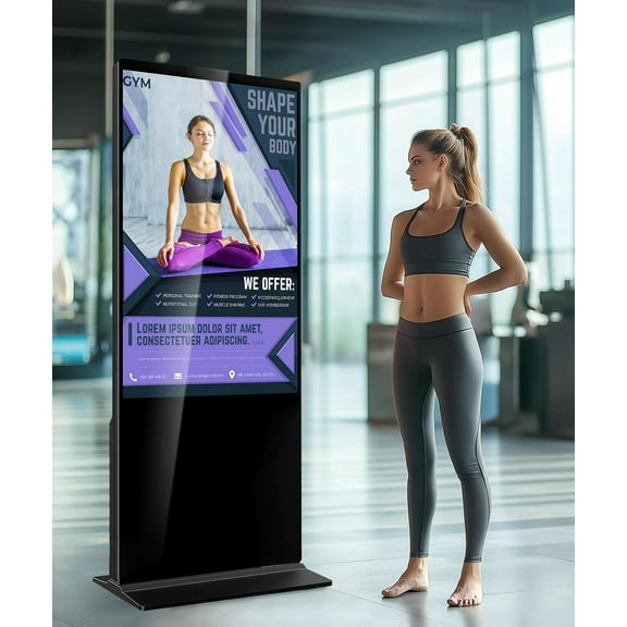 55 Inch 4K Digital Signage Display,Smart Indoor Interactive LCD Commercial Advertising Kiosk,Smart Cloud Control,4GB+64GB Android 11,WiFi HDMI/USB Input Auto AD Player
