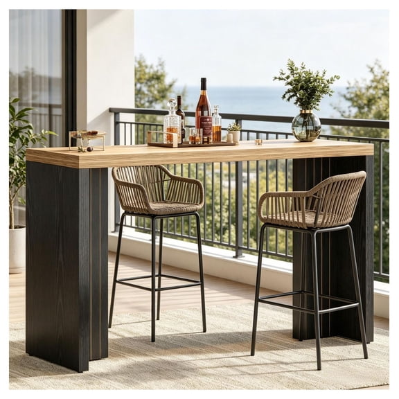 55 Inch Bar Table Counter Height - Faux Marble Pub Table for Kitchen Dining Room, Minimalist Style Modern Bar Unit for Home & Restaurant
