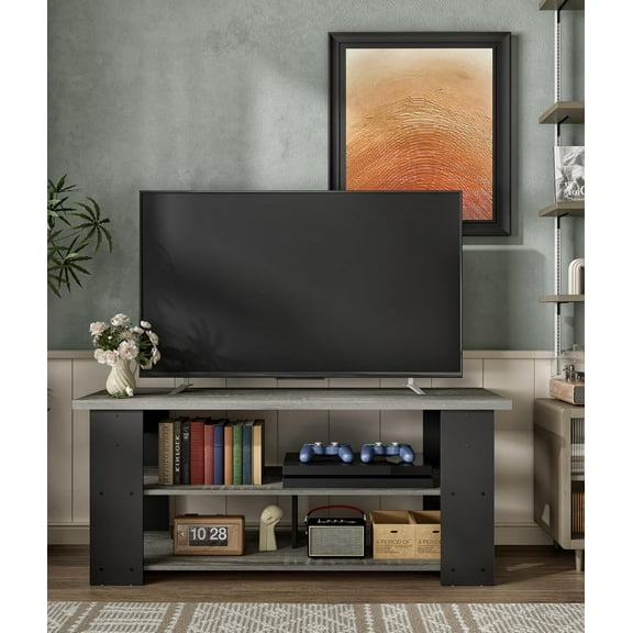 55 Inch Bedroom TV Stand with Storage, Wooden TV Entertainment Center with 2 Shelves for TVs Up to 55", TV Stand for 55 Inch TV for Living Room, Bedroom