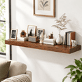 55 Inch Brown Floating Wall Shelf, 12 Inch Depth, Invisible Bracket ...
