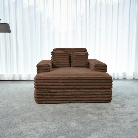 55 Inch Chaise Lounge, Sleeper Upholstered Sofa, Modern Oversize Chaise Couch for Living Room