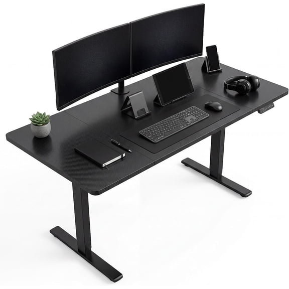 55 Inch Electric Standing Desk, Height Adjustable Computer Gaming Desk with 4 Memory Presets, Steel Frame, 176 lb Capacity, Cable Management, Headphone Hook,Black