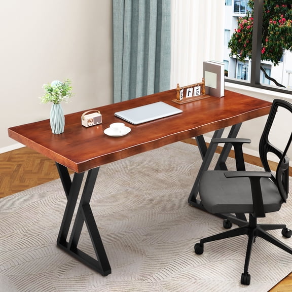 YEAHIBABY Stable Executive Desk Brown for Office with Spacious Work Area
