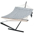thumbnail image 1 of 55 Inch Extra Large Double Hammock with Stand, 475lbs Capacity, Outdoor Portable Hammock with Hardwood Spreader Bar, Extra Large Pillow, Gray, 1 of 8