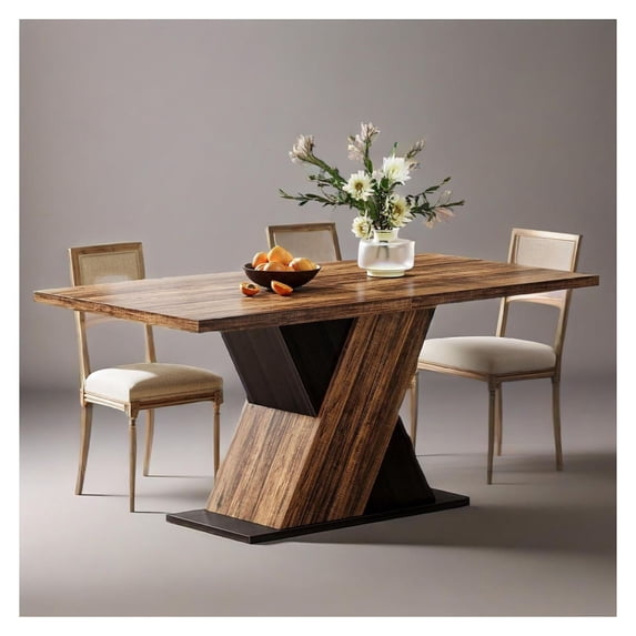 55 Inch Farmhouse Dining Table for 4, Rustic Kitchen Table - Rectangle ...