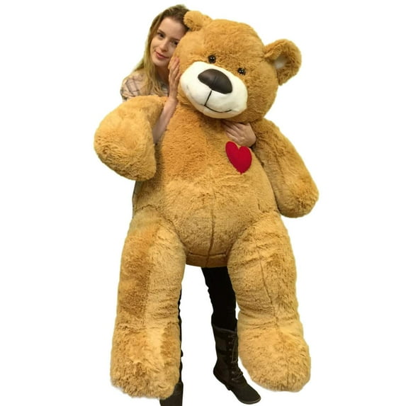 55 Inch Giant Teddy Bear Love Heart on Chest, Tan Soft New Big Plush Teddybear