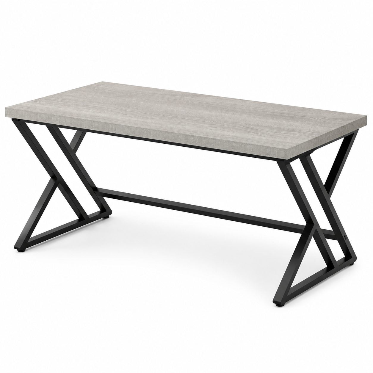 55 Inch Grey Metal & Wood Contemporary Computer Writing Desk, Office ...