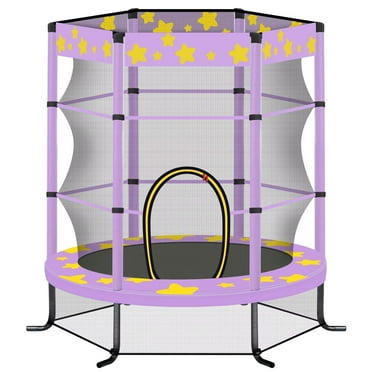55 Inch Kids Trampoline with Safety Enclosure Net, 4.5FT Outdoor Indoor Trampoline for Kids (GREEN)