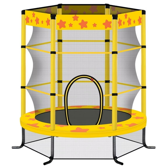 55 Inch Kids Trampoline with Safety Enclosure Net, 4.5FT Outdoor Indoor Trampoline for Kids (GREEN)