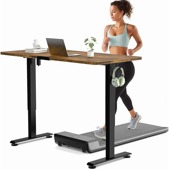 Large Electric Standing Desk, Heights Adjustable, Sit to Stand Up, Work Home Office Computer Table for Study, Walking Pad, Writing, and Games, Wooden Desktop Desks