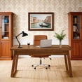 thumbnail image 1 of 55 Inch Mid Century Modern Executive Desk Wooden Computer Desk With Drawer Study Writing Table Rustic Workstation Home Office Furniture (Walnut Brown), 1 of 8