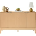 thumbnail image 1 of 55-Inch Modern 4-Door Sideboard Storage Cabinet with Reed Panels, Natural Finish, 1 of 7