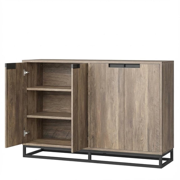55 Inch Sideboard Buffet Cabinet - 4 Doors & Adjustable Shelves, Multi-Scene Storage for Dining Room & Entryway