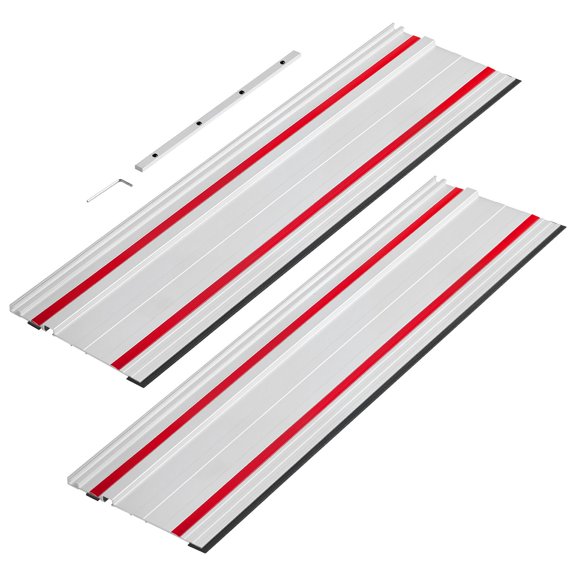 55 Inch Track Saw Guide Rail Kit with 2 x 27.5 Inch Aluminum Rails and Connector Compatible with Makita Festool WEN for Woodworking