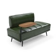 thumbnail image 1 of 55"Inch Width Modern End of Bed Bench Faux Leather Upholstered with Side Table, 360-Degree Swivel Tray Couch,Entryway Ottoman,Window Bench with Metal Legs for Bedroom, Living Room (Green), 1 of 7