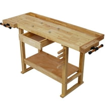 55-Inch Wood Workbench - Wooden Workbench for Garage Workshop and Home,