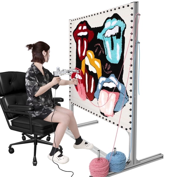 55 Inches Rug Tufting Frame, Aluminum Metal Tufting Frame Kit for Rug Making, Tufting Cloth Stand for Tufting Beginners and Lovers