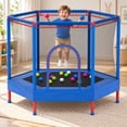 thumbnail image 1 of 55" Kids Trampoline with Safety Net, SHINPT Small Trampoline for Kids with No Gap Design, Indoor Trampoline for Kids Room, Livingroom, Mini Trampoline for Kids 3-8, Best Gift with Ocean Balls, 1 of 9