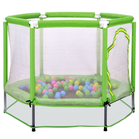 55 in Kids Trampoline for Toddlers, SHINPT Small Trampoline for Kids, 55" Mini Trampoline for Kids with Safety Enclosure Net and Balls, Toddler Trampoline Indoor/Outdoor for Boys and Girls for Gift
