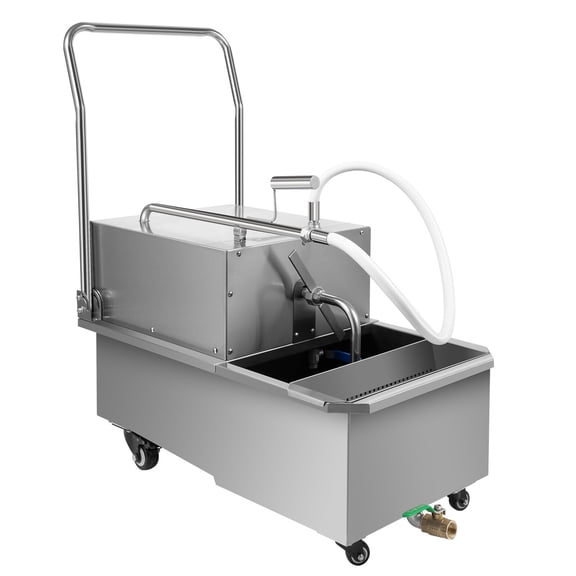 55 L /14.5 Gal Fryer Filter Machine 550W Stainless Steel Commercial Mobile Oil Filtration System, Oil Pump Flow 32L/min, Deep Fryer Oil Filter Cart for Restaurant Supermarket