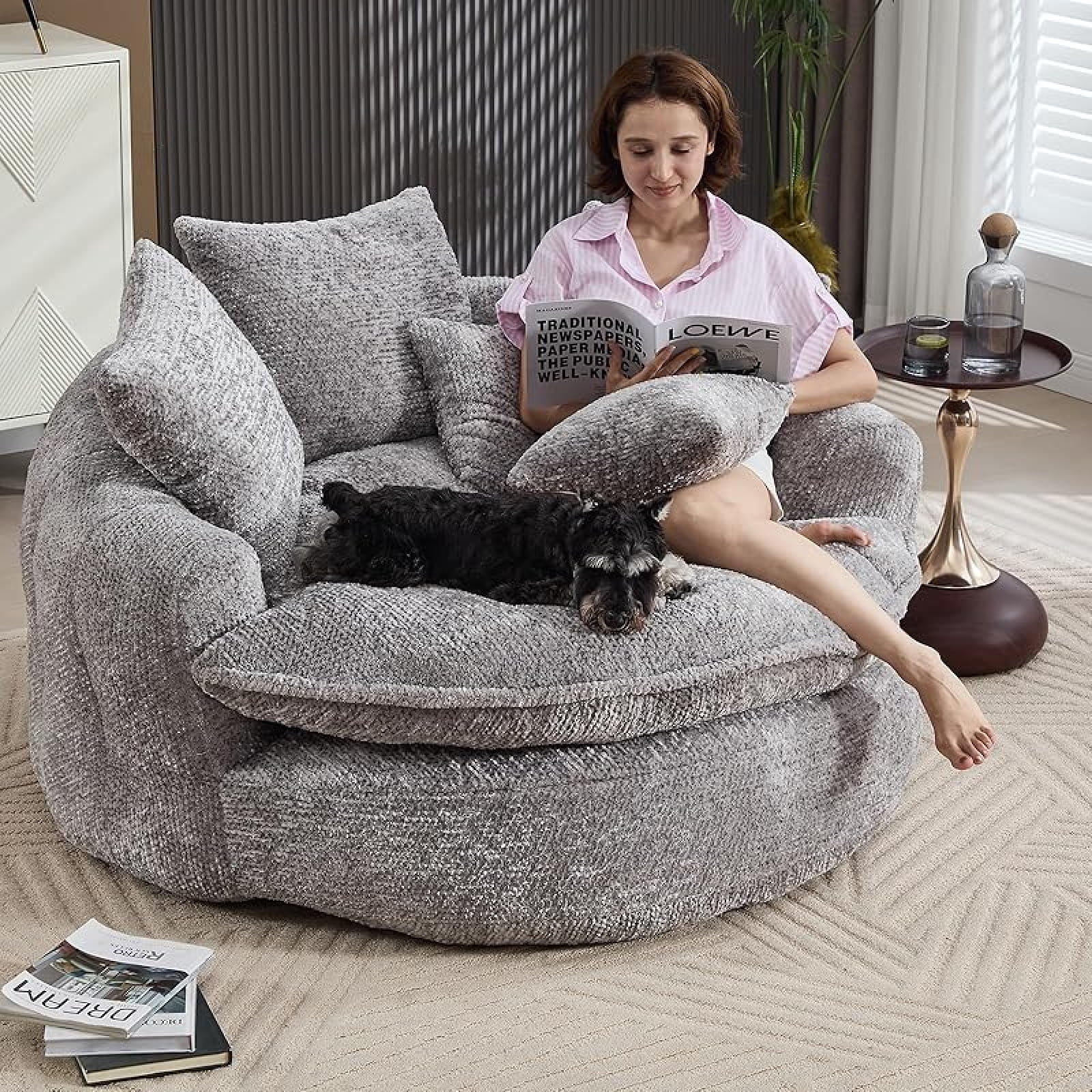 Lounge Chairs Gray Circle Chair Furniture Of America Living Room