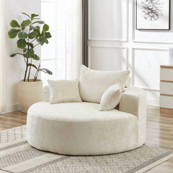 55'L Polyester Sponge single sofa, No Assembly Required, Fluffy Modern Sleeper Chair Living room, Bedroom, Lounge and Projection RoomNot a swivel chair.